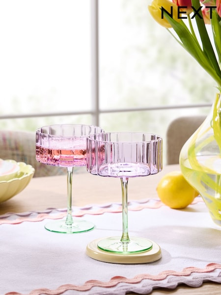 Set of 2 Purple Scallop Cocktail Glasses (E17926) | £18