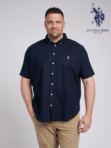 U.S. Polo Assn. Black Big & Tall Mens Short Sleeve 100% Cotton Oxford Shirt (E18013) | £65