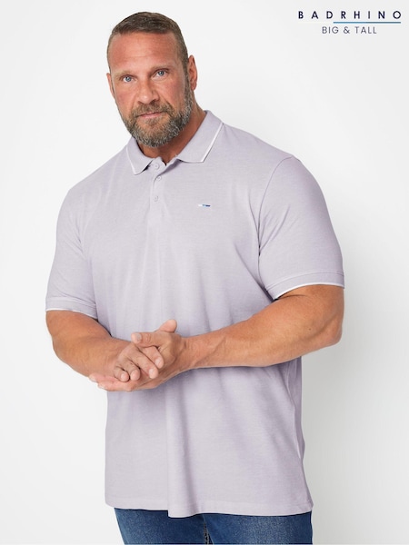 BadRhino Big & Tall Purple Birdseye Short Sleeve 100% Cotton Polo Shirt (E18033) | £24