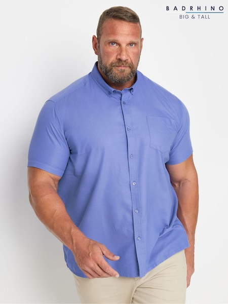 BadRhino Big & Tall Blue Oxford Weave Short Sleeve Shirt (E18058) | £30