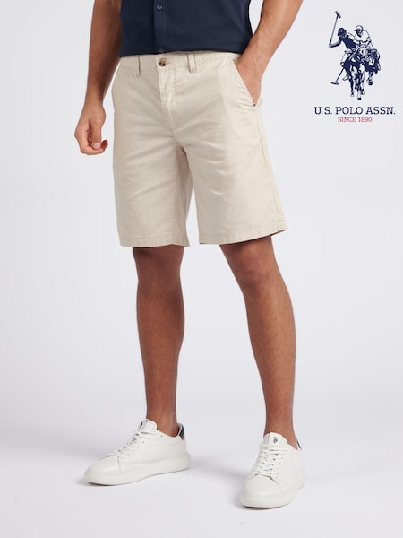 U.S. Polo Assn Brown Mens Linen Blend Chino Shorts (E18083) | £60