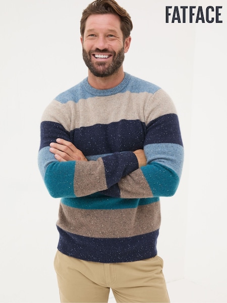 FatFace Navy Lambswool Knitted Crew Jumper (E18542) | £42