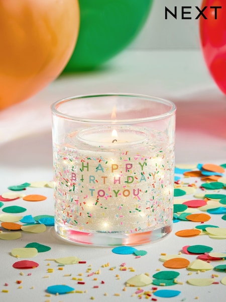 Clear Happy Birthday Light Up Vanilla and Cocoabean Scented Candle (E18596) | £12