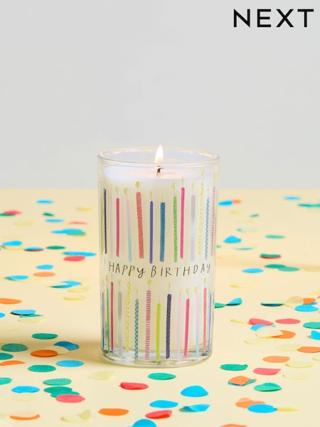 Multi Happy Birthday Hidden Message White Jasmine Scented Candle (E18597) | £10
