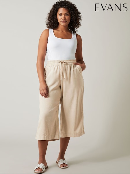 Evans Linen Blend Cropped Trousers (E18742) | £36