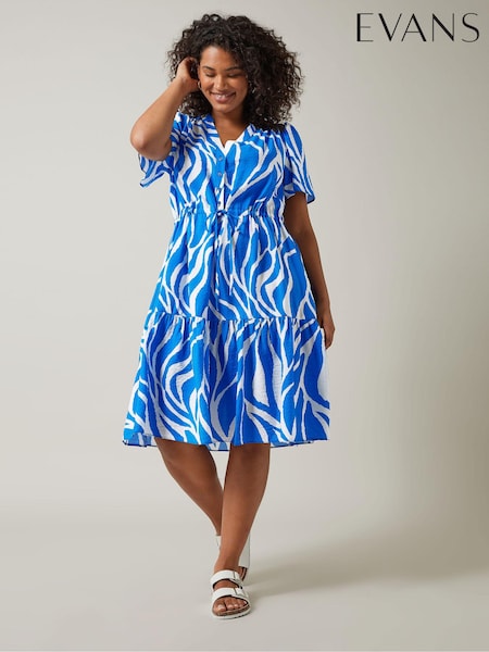 Evans Abstract Midi Shirt Dress (E18783) | £47