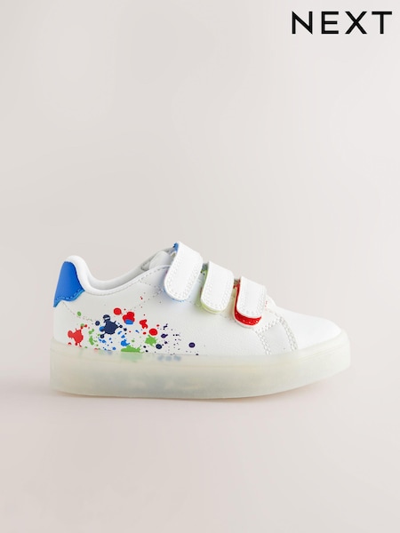 White Splat Light-Up Touch Fastening Trainers (E18995) | £23 - £26