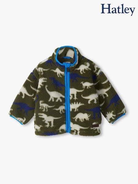 Green - Hatley Dino Silhouette Faux Sherpa Jacket