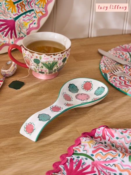 Lucy Tiffney x Next Cream/Pink/Green Floral Spoon Rest (E19114) | £12