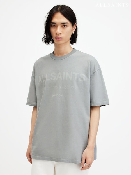 AllSaints Grey Laser Shortsleeve Crew Neck 100% Cotton T-Shirt (E19262) | £55