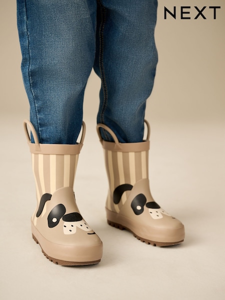 Natural Stripe Dog Handle Pull-On Wellies (E19298) | £16 - £19