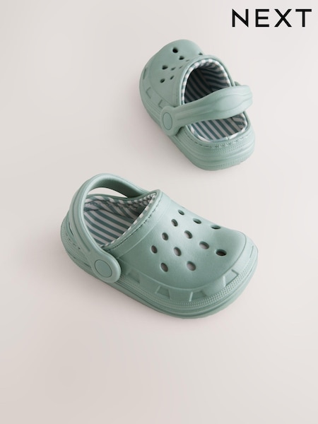 Sage Green Lined Clogs Slippers (E19341) | £10 - £12