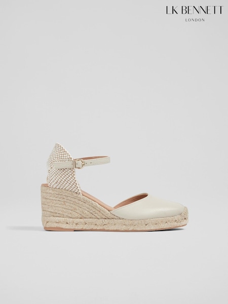 LK Bennett Natural Marissa Leather Ankle Strap Espadrilles (E19390) | £189