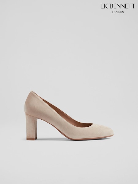 LK Bennett Beige Natural Winola Suede Round Toe Courts (E19433) | £199