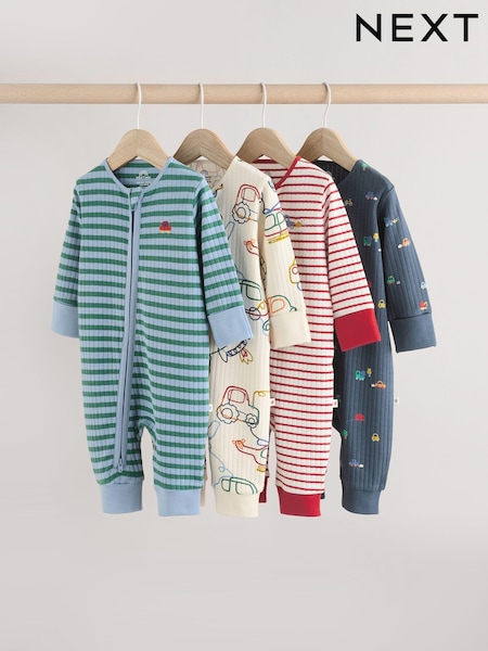 Blue Baby Transport Two Way Zip Footless Sleepsuits 4 Pack (0mths-3yrs) (E19567) | £26 - £28