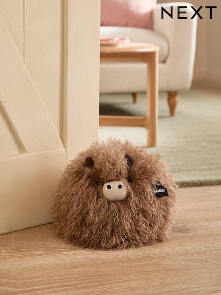 Natural Hamish The Highland Cow Faux Fur Ball Doorstop (E19598) | £22