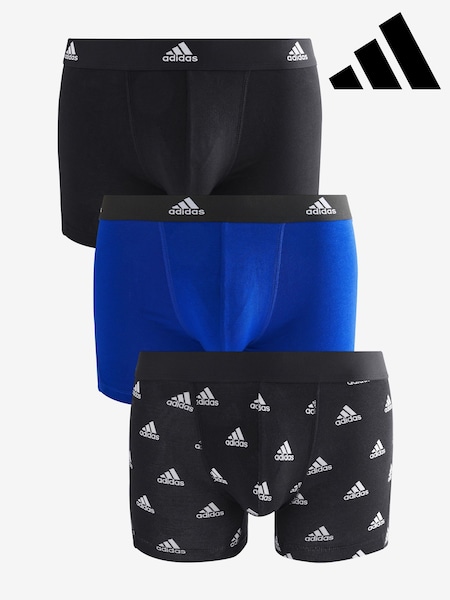 adidas Black/Navy Active Flex Cotton 3 Pack Boxers 5inch (E19828) | £30
