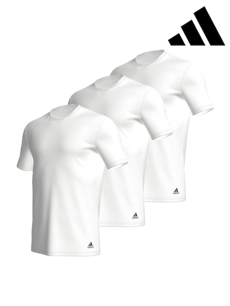 adidas White Crew Neck 100% Cotton T-Shirts 3 Pack (E19831) | £44