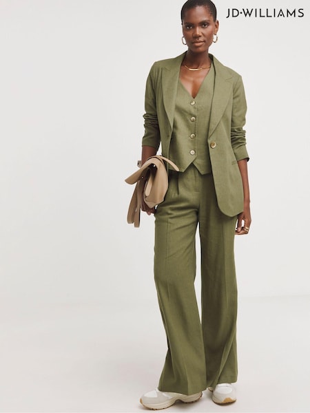 JD Williams Green Linen Single Breasted Blazer (E19898) | £55