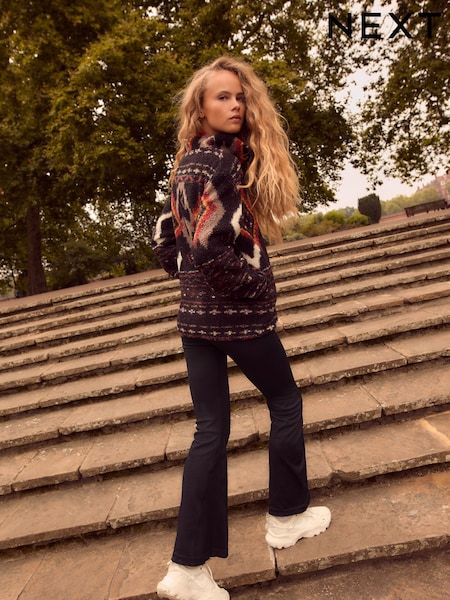 Black Ribbed Kickflare Leggings (E21471) | £22