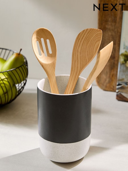 Black/White Otis Utensil Pot (E21544) | £18