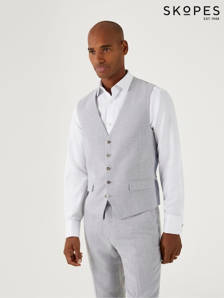 Skopes Light Grey Jude Tweed Tailored Fit Suit Waistcoat (E21874) | £65