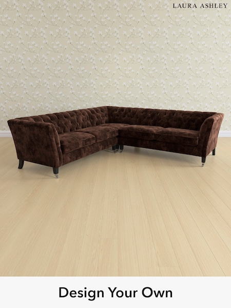 Kingsley Velvet/Chestnut Brown Chatsworth Button Back By Laura Ashley (E21930) | £3,050