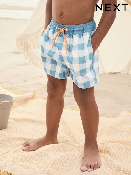 Blue Gingham Swim Shorts (3mths-7yrs) (E22247) | £6 - £10