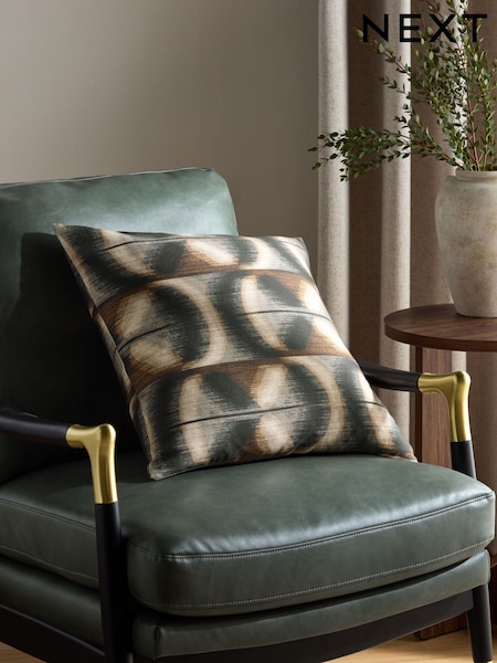 Black/Natural 50 x 50cm Abstract Ikat Cushion (E22362) | £18