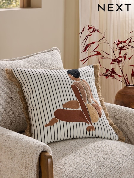 Natural Stripe Lady Figure Cushion (E22363) | £22