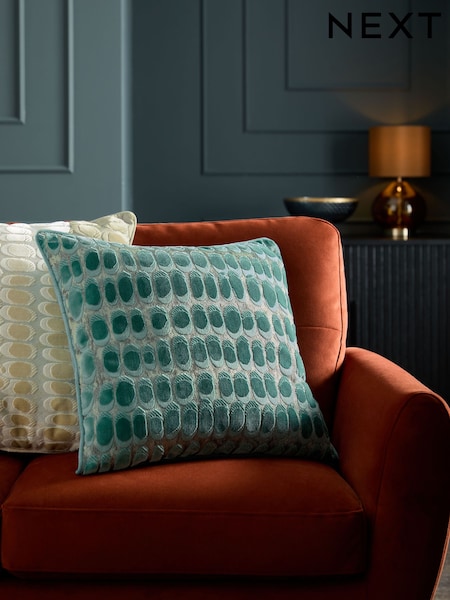 Teal Blue Rebel Spot Velvet Cushion (E22380) | £9