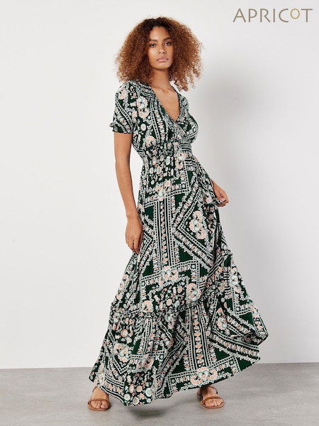 Apricot Green Positano Scarf Print Maxi Dress (E22429) | £48