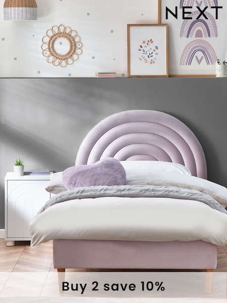 Opulent Velvet Lilac Purple Kids Rainbow Upholstered Bed (E22710) | £410 - £460