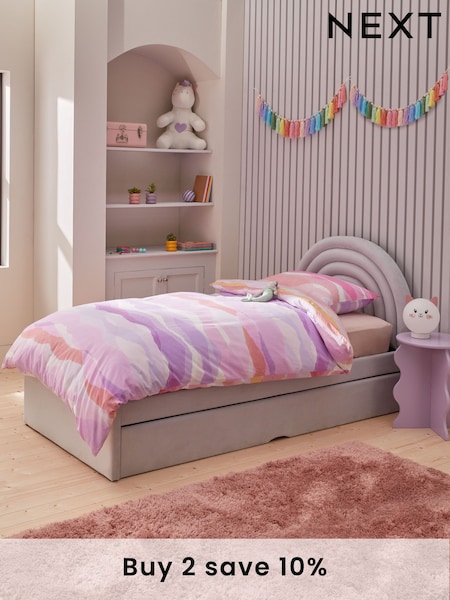 Opulent Velvet Lilac Purple Kids Rainbow Upholstered Trundle Bed (E22711) | £585