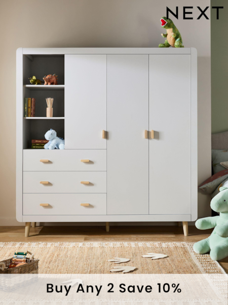 Grey Kids Alix Triple, 3 drawers Wardrobe (E22713) | £799