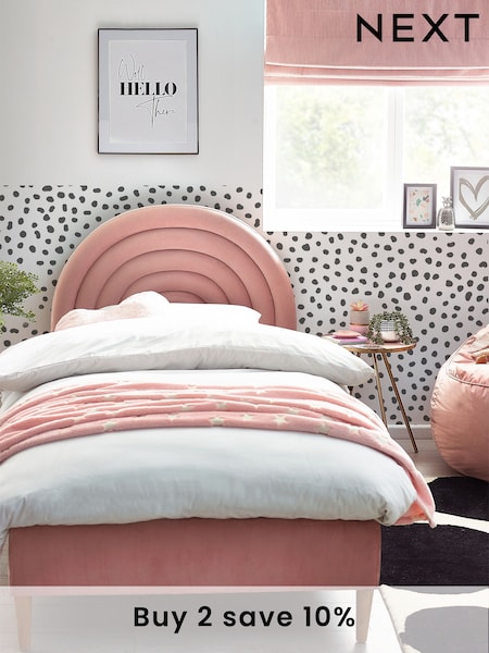 Opulent Velvet Blush Pink Kids Rainbow Upholstered Bed (E22718) | £410 - £460