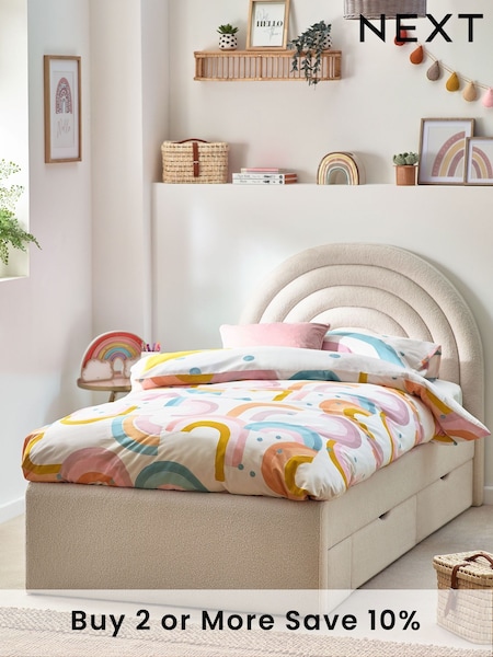 Soft Cosy Boucle Ivory Kids Rainbow Upholstered Drawer Storage Bed Drawer Bed (E22731) | £610