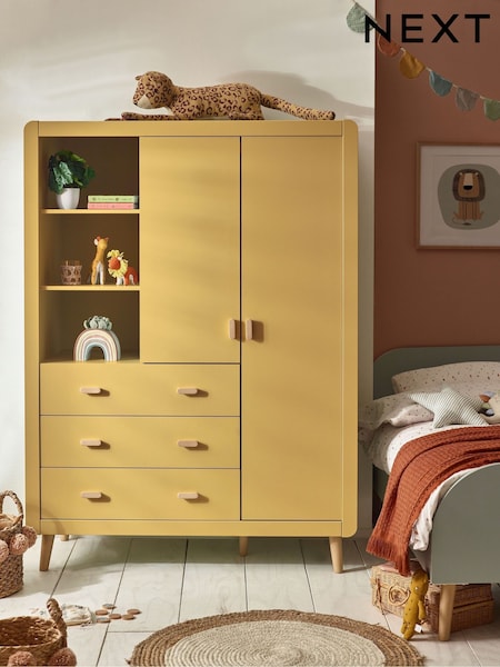 Mustard Yellow Kids Alix Double, 3 drawers Wardrobe (E22732) | £699