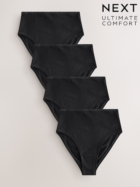 Black High Rise High Leg Thong Modal Logo Ultimate Comfort Knickers 4 Pack (E22771) | £21