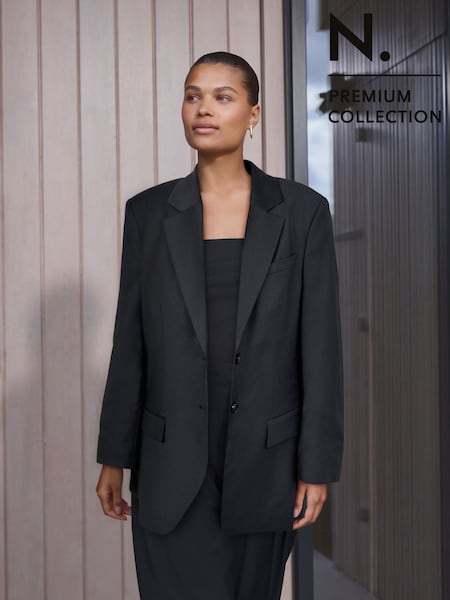 Black N. Premium Wool Rich Single Breasted Blazer (E22790) | £105