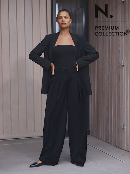 Black N. Premium Wool Blend Straight Trousers (E22797) | £59