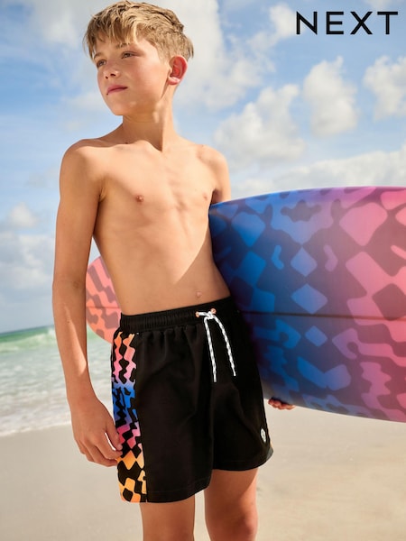 Black Checkerboard Printed Swim Shorts (3-16yrs) (E22820) | £8 - £14
