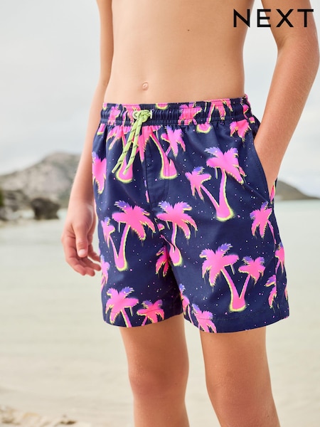 Pink Palm Tree Printed Swim Shorts (3-16yrs) (E22823) | £8 - £14