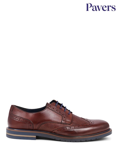 Pavers Brogues Detailed Leather Lace-Up Brown Shoes (E23099) | £60