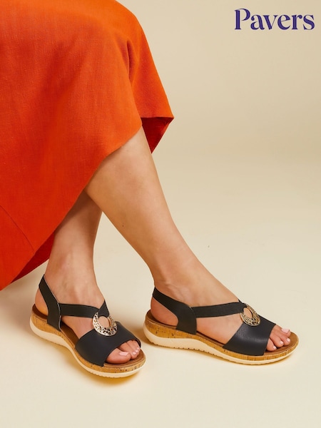 Pavers Black Slip-On Sandals (E23211) | £35