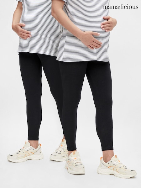 Mamalicious Black Maternity Leggings 2 Pack (E23546) | £30