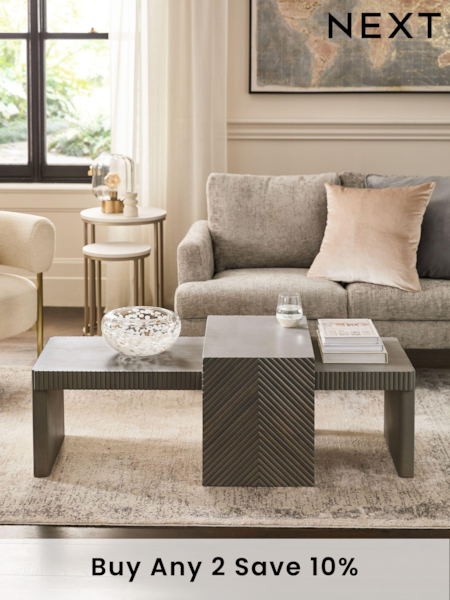 Dark Grey Valencia Mango Wood Nest of 2, Rectangular Coffee Table (E23600) | £599