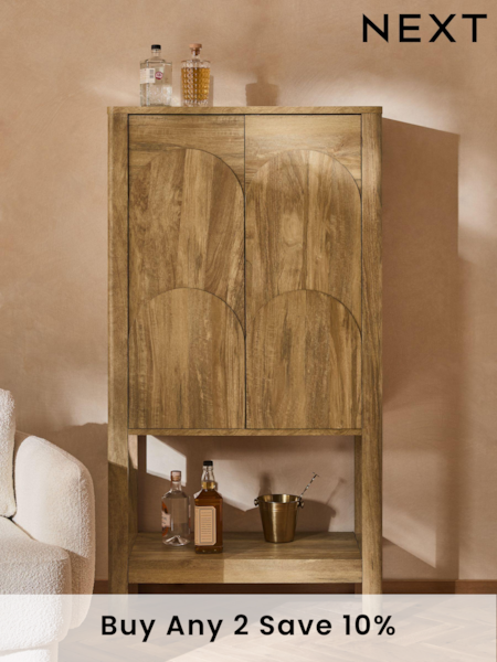 Mid Natural Arches Mango Effect Drinks Cabinet (E23601) | £425