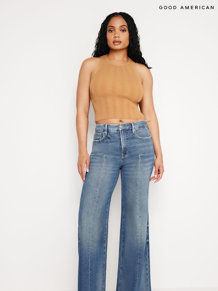 Good American Blue Waist Palazzo Jeans (E23736) | £176