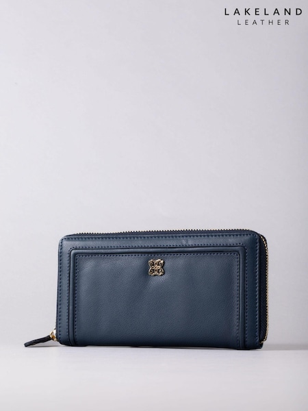 Lakeland Leather Blue Large Icon Leather Zip Purse (E23847) | £40